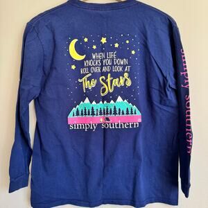 Simply Southern Girls Youth Large Blue Long Sleeve T-Shirt Winter Snow